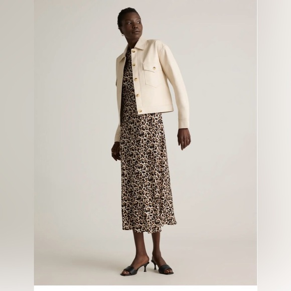 Quince NEW Mulberry silk midi dress sz M leopard print high neck tank NWT - Picture 3 of 11